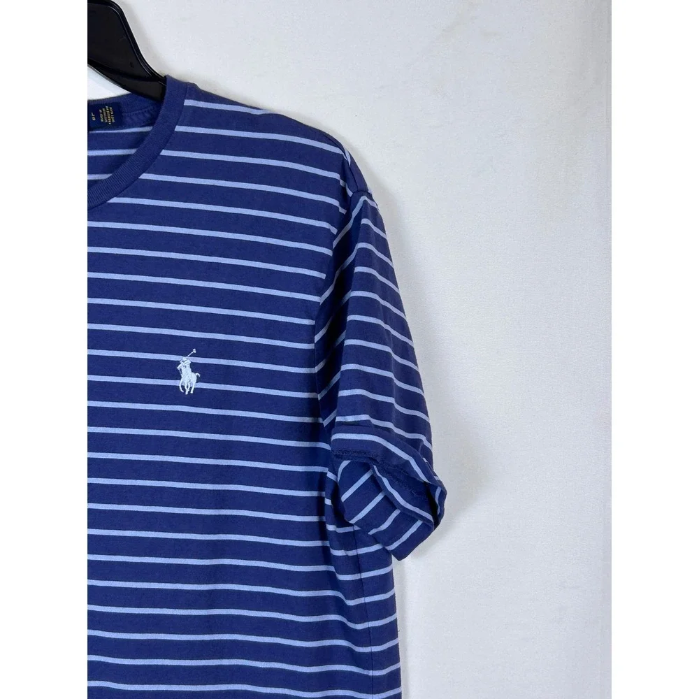 Polo Ralph Lauren Mens Custom Slim Fit Striped T-Shirt Blue Large Short Sleeve